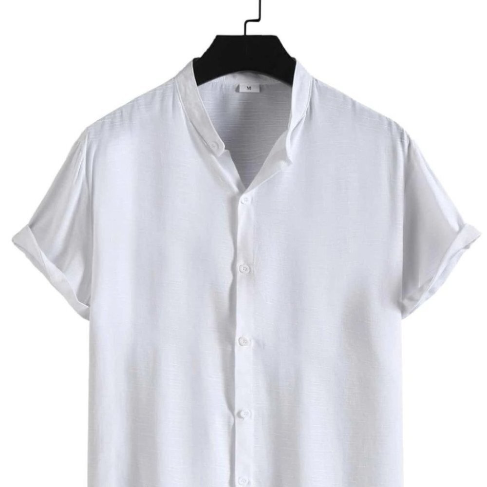 Casual White Men's Collared Shirt